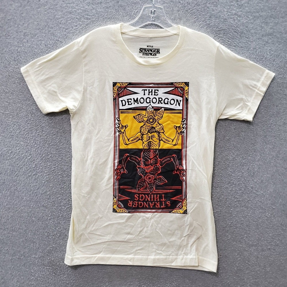 Stranger Things‎ Netflix Women Top Large Cream T-Shirt The Demogorgon Card